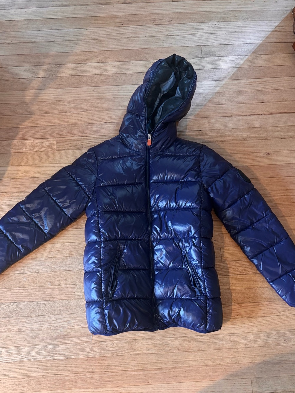 SAVE THE DUCK Kids dark purple hooded Puffer Jacket